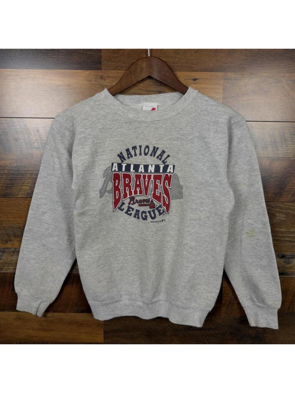 Vintage Atlanta Braves MLB Baseball Crewneck Sweatshirt Youth Large 14-16